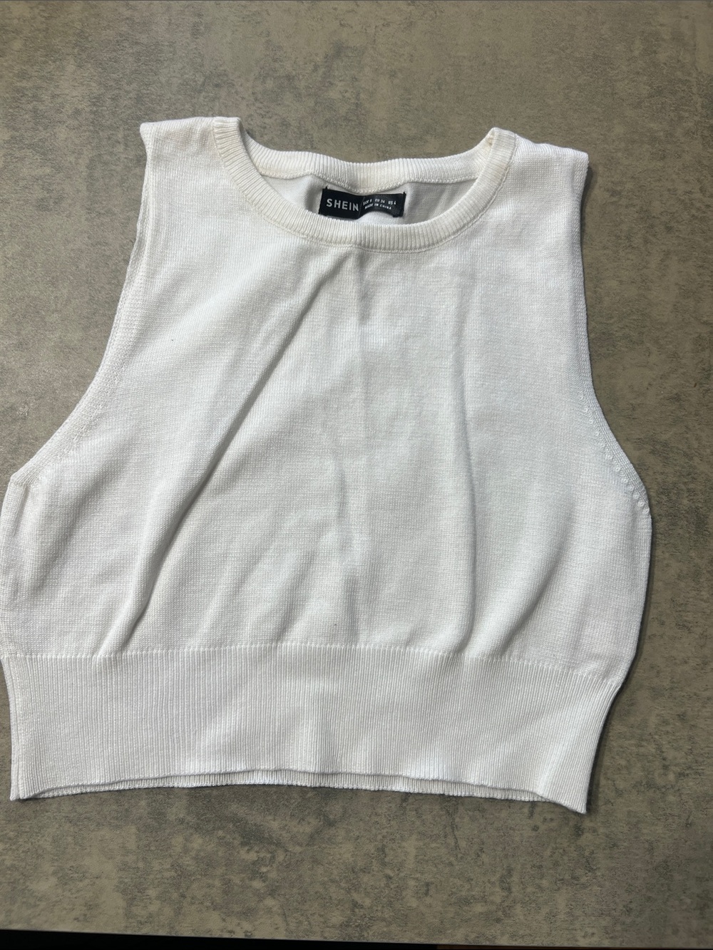 SHEIN White Ribbed Knit Tank Crop Top